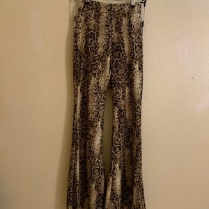 Snakeskin bell bottom pants - small